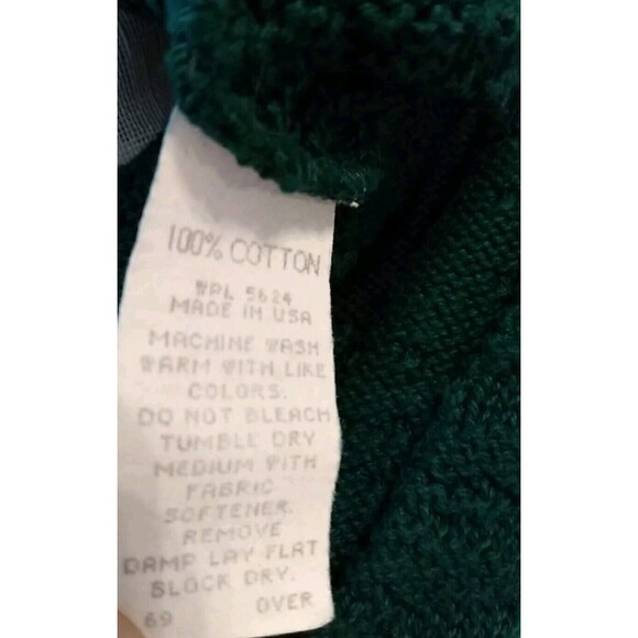 Carmel Men Hunter Green Sherwood Cotton Long sleeve‎ Golf Sweater Size L - Picture 6 of 6